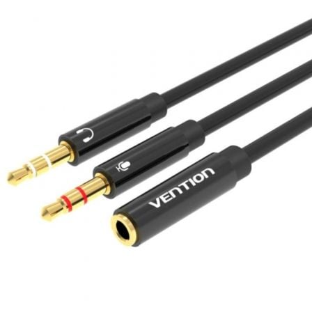 Cable Estéreo Vention BBTBY/ 2x Jack 3.5 Macho - Jack 3.5 Hembra/ 30cm/ Negro - Frikibase