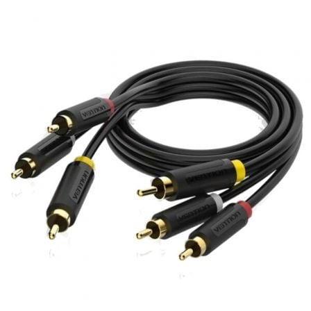 Cable Estéreo Vention BCABH/ 3x RCA Macho - 3x RCA Macho/ 2m/ Negro - Frikibase