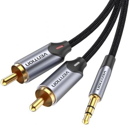 Cable Audio Vention BCNBG/ 2x RCA Macho - Jack 3.5 Macho/ 1.5m/ Gris - Frikibase
