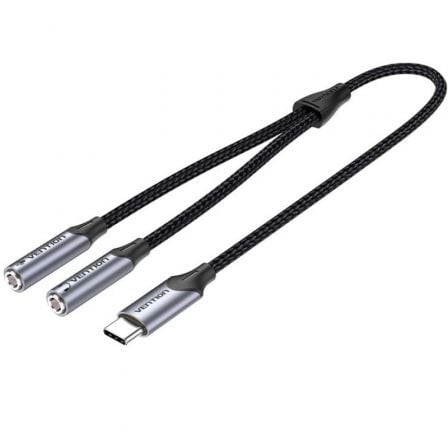 Cable Conversor USB Tipo-C Vention BGNHY/ USB Tipo-C Macho - 2x Jack 3.5 Hembra/ 30cm/ Gris - Frikibase