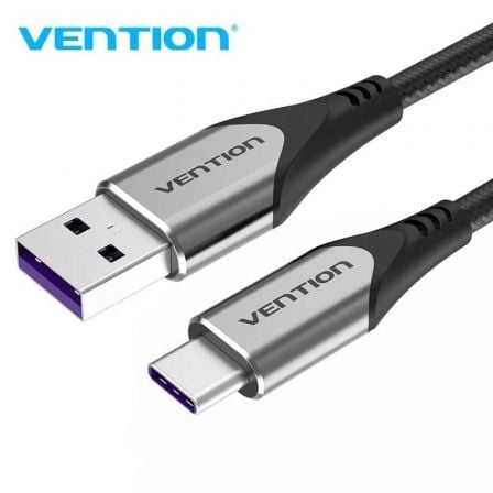 Cable USB 2.0 Tipo-C Vention COFHH/ USB Tipo-C Macho - USB Macho/ Hasta 100W/ 480Mbps/ 2m/ Gris - Frikibase