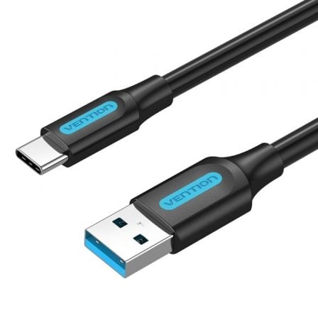 Cable USB 3.0 Tipo-C Vention COZBG/ USB Macho - USB Tipo-C Macho/ Hasta 60W/ 5Gbps/ 1.5m/ Negro - Frikibase