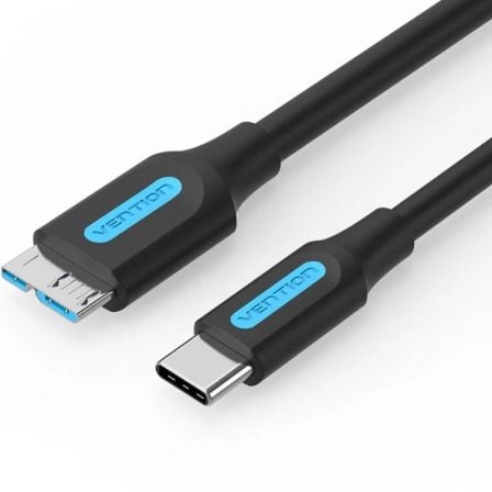 Cable USB 3.0 Vention CQABD/ microUSB Macho - USB Tipo-C Macho/ 5Gbps/ 50cm/ Negro - Frikibase