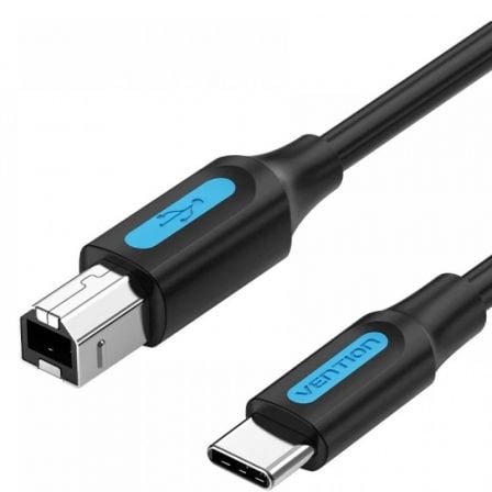 Cable USB 2.0 Impresora Vention CQUBF/ USB Tipo-B Macho - USB Tipo-C Macho/ 480Mbps/ 1m/ Negro - Frikibase
