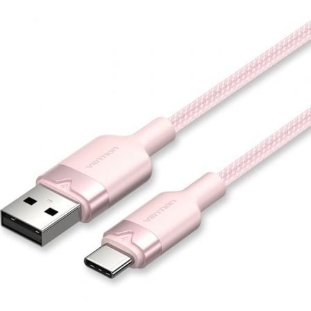 Cable USB 2.0 Tipo-C Vention CTNPF/ USB Tipo-C Macho - USB Macho/ Hasta 60W/ 480Mbps/ 1m/ Rosa - Frikibase