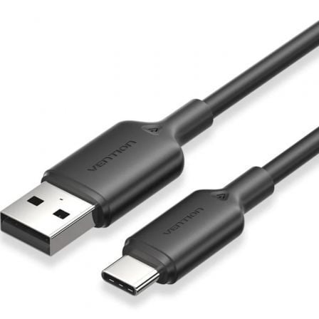 Cable USB 2.0 Tipo-C Vention CTQBF/ USB Tipo-C Macho - USB Macho/ Hasta 60W/ 480Mbps/ 1m/ Negro - Frikibase