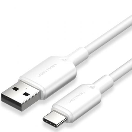 Cable USB 2.0 Tipo-C Vention CTQWH/ USB Tipo-C Macho - USB Macho/ Hasta 60W/ 480Mbps/ 2m/ Blanco - Frikibase