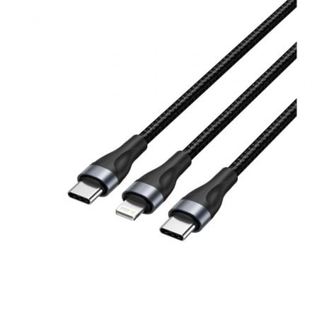 Cable USB Tipo-C Vention H17BAV/ USB Tipo-C Macho - Lightning Macho/ USB Tipo-C Macho/ 60W/ 480Mbps/ 1.2m/ Negro - Frikibase