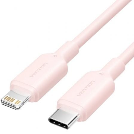 Cable USB 2.0 Tipo-C Lightning Vention LAKPH/ USB Tipo-C Macho - Lightning Macho/ Hasta 27W/ 480Mbps/ 2m/ Rosa - Frikibase