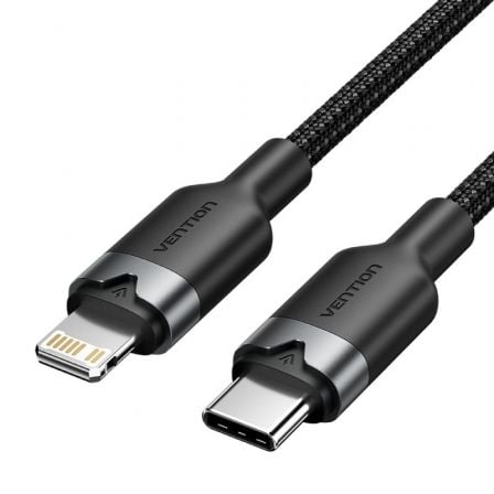 Cable USB Tipo-C Lightning Vention LALBH/ USB Tipo-C Macho - Lightning Macho/ 27W/ 480Mbps/ 2m/ Negro - Frikibase