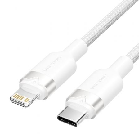 Cable USB Tipo-C Lightning Vention LALWF/ USB Tipo-C Macho - Lightning Macho/ 27W/ 480Mbps/ 1m/ Blanco - Frikibase