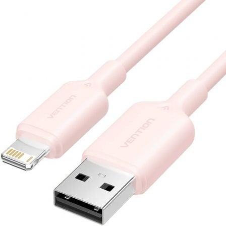 Cable USB 2.0 Lightning Vention LAMPF/ USB Macho - Lightning Macho/ 480Mbps/ 1m/ Rosa - Frikibase
