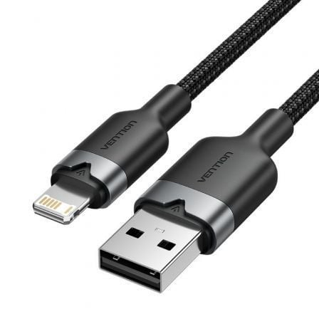 Cable USB Lightning Vention LANBF/ USB Macho - Lightning Macho/ 480Mbps/ 1m/ Negro - Frikibase