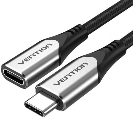 Cable Alargador USB 3.1 Tipo-C Vention TABHF/ USB Tipo-C Macho - USB Tipo-C Hembra/ Hasta 60W/ 5Gbps/ 1m/ Gris - Frikibase