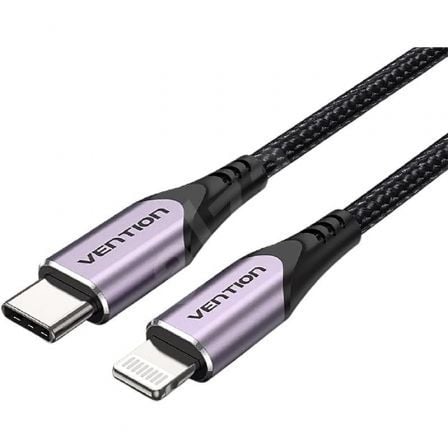 Cable USB 2.0 Tipo-C Lightning Vention TACVF/ USB Tipo-C Macho - Lightning Macho/ 480Mbps/ 1m/ Morado - Frikibase