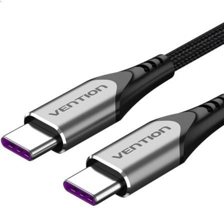Cable USB 2.0 Tipo-C Vention TAEHG/ USB Tipo-C Macho - USB Tipo-C Macho/ Hasta 100W/ 480Mbps/ 1.5m/ Gris - Frikibase