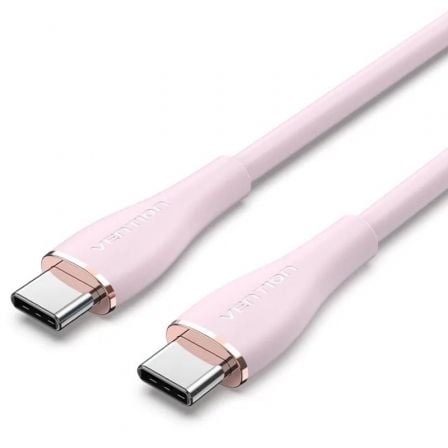 Cable USB 2.0 Tipo-C Vention TAWPF/ USB Tipo-C Macho - USB Tipo-C Macho/ Hasta 100W/ 480Mbps/ 1m/ Rosa - Frikibase