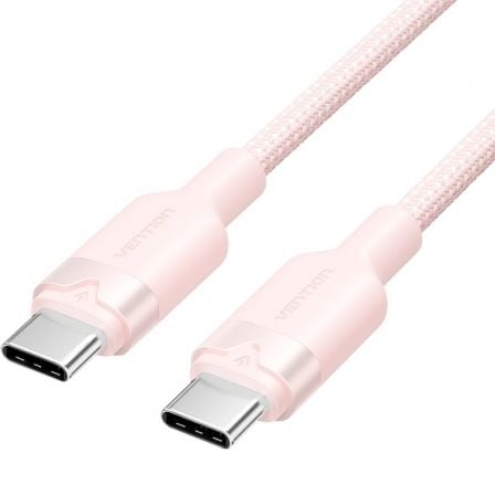 Cable USB 2.0 Tipo-C 3A Vention TRDPF/ USB Tipo-C Macho - USB Tipo-C Macho/ Hasta 60W/ 480Mbps/ 1m/ Rosa - Frikibase