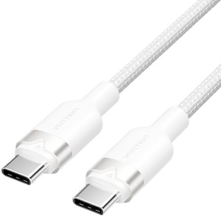 Cable USB 2.0 Tipo-C 3A Vention TRDWH/ USB Tipo-C Macho - USB Tipo-C Macho/ Hasta 60W/ 480Mbps/ 2m/ Blanco - Frikibase