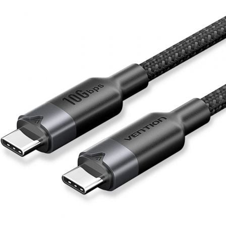 Cable USB 3.2 Tipo-C 5A Vention TRGBH/ USB Tipo-C Macho - USB Tipo-C Macho/ Hasta 100W/ 10Gbps/ 2m/ Negro - Frikibase