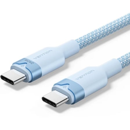 Cable USB 2.0 Tipo-C 5A Vention TRISH/ USB Tipo-C Macho - USB Tipo-C Macho/ Hasta 240W/ 480Mbps/ 2m/ Azul - Frikibase
