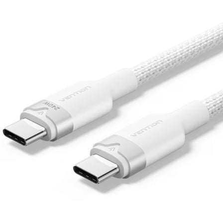 Cable USB Tipo-C 2.0 5A Vention TRIWF/ USB Tipo-C Macho - USB Tipo-C Macho/ Hasta 240W/ 480Mbps/ 1m/ Blanco - Frikibase