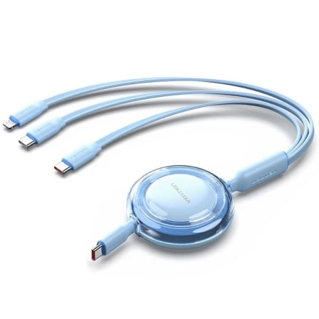 Cable USB Tipo-C 2.0 5A Vention TRJSBE/ USB Tipo-C Macho - 3x USB Tipo-C Macho/ Hasta 100W/ 480Mbps/ 1.1m/ Azul - Frikibase