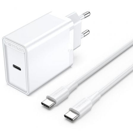 Cargador de Pared Vention FAHWF-EU/ 1xUSB Tipo-C + 2x Cable USB Tipo-C/ 25W - Frikibase
