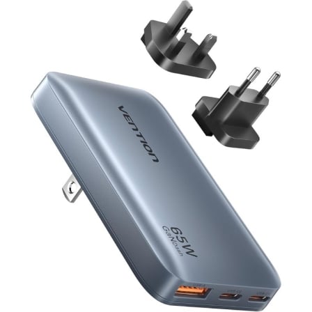 Cargador de Pared Universal GaN para Viaje Vention FCBH0/ 2xUSB Tipo-C/ 1x USB/ 65W - Frikibase