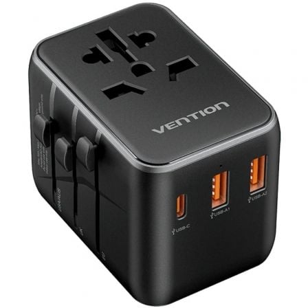 Cargador de Pared Universal Vention FJEB0/ Toma de Corriente Universal/ 1xUSB Tipo-C/ 2xUSB/ 65W - Frikibase