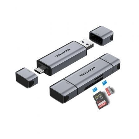 Lector de Tarjetas Externo Vention CLKB0/ USB 3.0 y USB Tipo-C - Frikibase