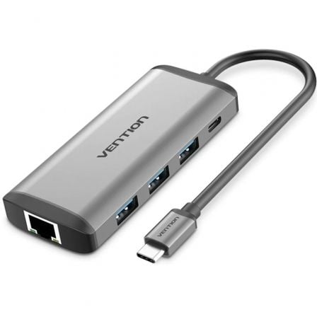 Docking USB Tipo-C Vention CNDHB/ 1xHDMI 4K/ 3xUSB/ 1xUSB Tipo-C PD/ 1xRJ45/ 1xLector tarjetas/ Gris - Frikibase