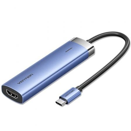 Docking USB Tipo-C Vention TGESB/ 3xUSB/ 1xHDMI 4K/ 1xUSB Tipo-C PD/ Azul - Frikibase