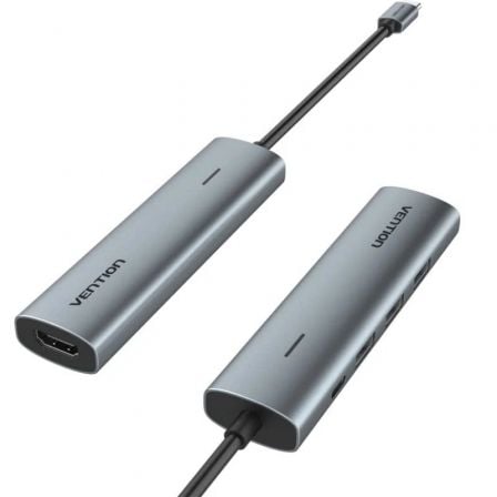Docking USB Tipo-C Vention TGGHB/ 3xUSB/ 1xHDMI 4K/ 1xUSB Tipo-C PD/ Gris - Frikibase