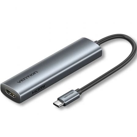Docking USB Tipo-C Vention TGLHB/ 1xUSB Tipo-C/ 2xUSB/ 1xHDMI 4K/ 1xUSB Tipo-C PD/ Gris - Frikibase