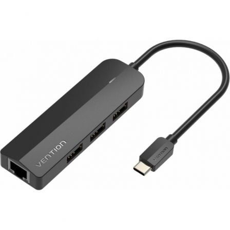 Hub USB Tipo-C Vention TGOBB/ 3xUSB/ 1xRJ45/ 1x Micro B PD - Frikibase