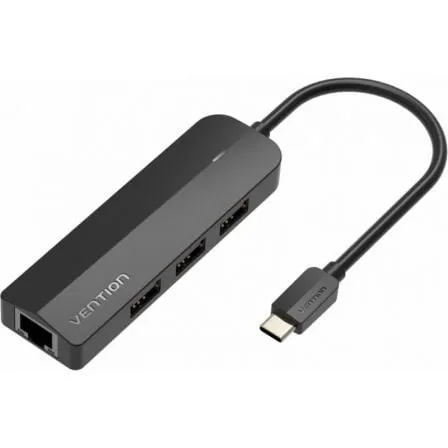 Hub USB Tipo-C Vention TGOBB/ 3xUSB/ 1xRJ45/ 1x Micro B PD - Frikibase