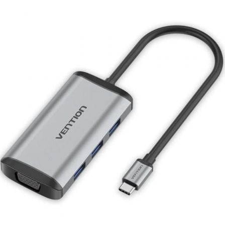 Docking USB Tipo-C Vention TGSHB/ 3xUSB/ 1xHDMI 4K/ 1xVGA/ 1xUSB Tipo-C PD/ Gris - Frikibase