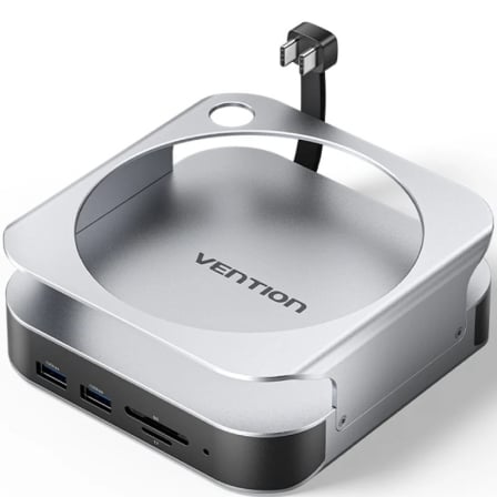 Docking para Mac Mini USB Tipo-C Vention THIHAG/ Ranura SSD M.2/ 4xUSB/ 1xUSB Tipo-C/ 1xDisplayPort 4K/ 1xLector Tarjetas/ 1xJack 3.5mm - Frikibase
