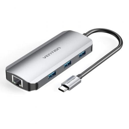Docking USB Tipo-C Vention TOHHB/ 1xHDMI 4K/ 3xUSB/ 1xRJ45/ 1xUSB Tipo-C PD/ Gris - Frikibase