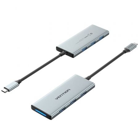 Docking USB Tipo-C Vention TOPHB/ 1xHDMI/ 3xUSB/ 1xLector Tarjetas SD y MicroSD/ Gris - Frikibase