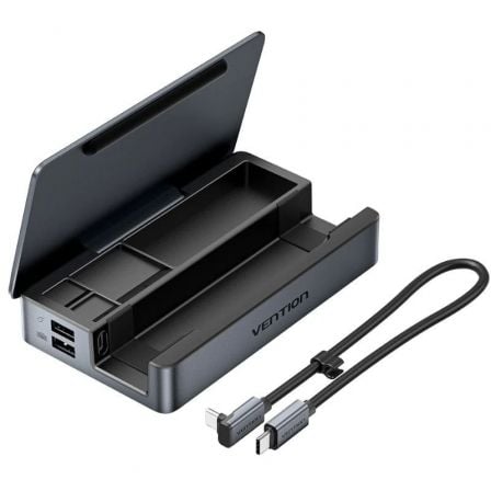 Docking USB Tipo-C para Steam Deck / Switch Vention TPZH0/ 2xHDMI 4K/ 3xUSB/ 1xUSB Tipo-C/ 1xUSB Tipo-C PD/ 1xRJ45/ 1xLector Tarjetas/ Gris - Frikibase