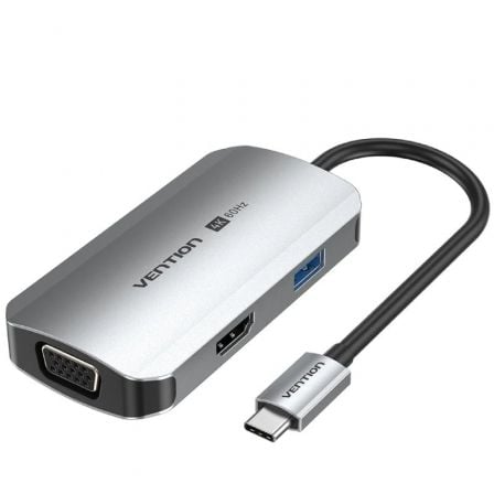 Docking USB Tipo-C Vention TQAHB/ 1xHDMI/ 1xUSB/ 1xVGA/ 1xUSB Tipo-C PD/ Gris - Frikibase