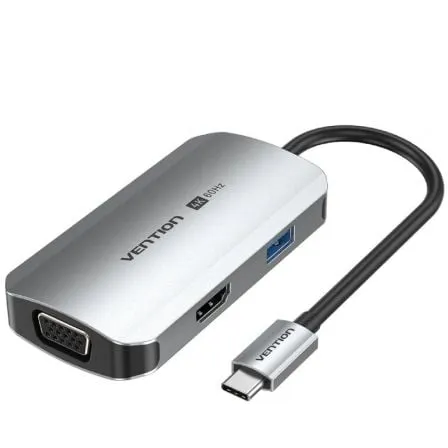 Docking USB Tipo-C Vention TQAHB/ 1xHDMI/ 1xUSB/ 1xVGA/ 1xUSB Tipo-C PD/ Gris - Frikibase