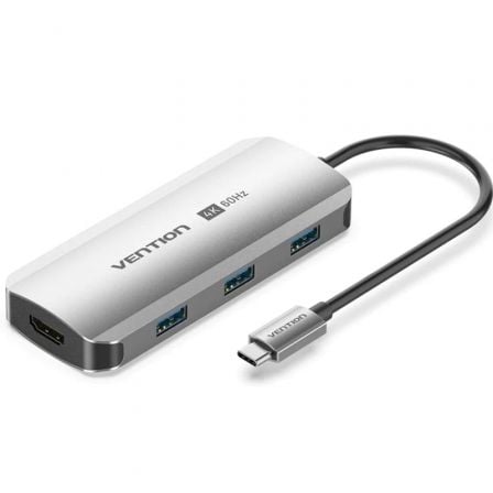 Docking USB Tipo-C Vention TQDHB/ 1xHDMI 4K/ 3xUSB/ 1xUSB Tipo-C PD/ Gris - Frikibase