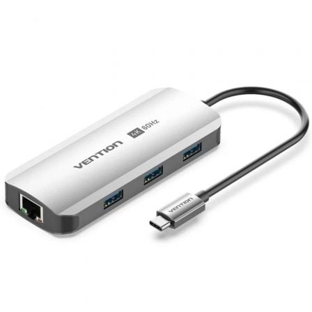 Docking USB Tipo-C Vention TQHHB/ 1xHDMI 4K/ 3xUSB/ 1xUSB Tipo-C PD/ 1xRJ45/ Gris - Frikibase