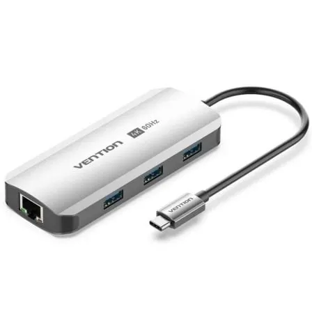 Docking USB Tipo-C Vention TQHHB/ 1xHDMI 4K/ 3xUSB/ 1xUSB Tipo-C PD/ 1xRJ45/ Gris - Frikibase