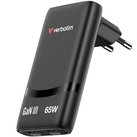 Cargador de Pared GaN Verbatim Fold 'n' Go/ 2xUSB Tipo-C/ 65W - Frikibase