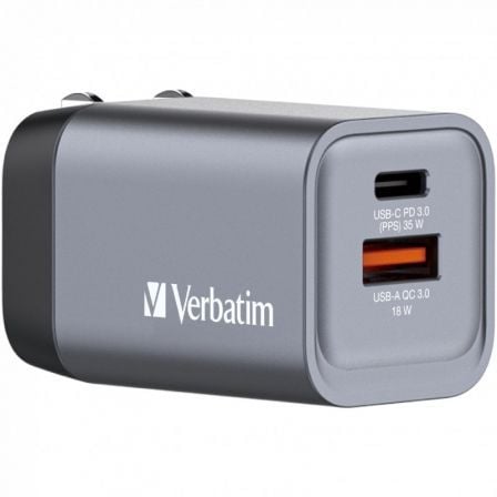 Cargador de Pared Universal GaN para Viaje Verbatim GNC-35/ 1xUSB Tipo-C/ 1xUSB/ 35W - Frikibase