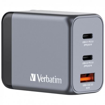 Cargador de Pared Universal GaN para Viaje Verbatim GNC-65/ 2xUSB Tipo-C/ 1xUSB/ 65W - Frikibase